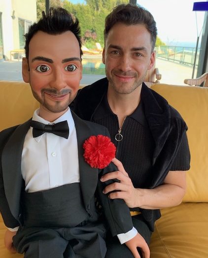 Tommy with the puppet made in his likeness