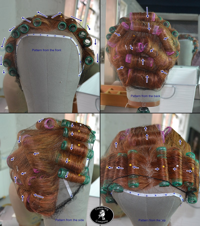 wig with rollers in place for updo