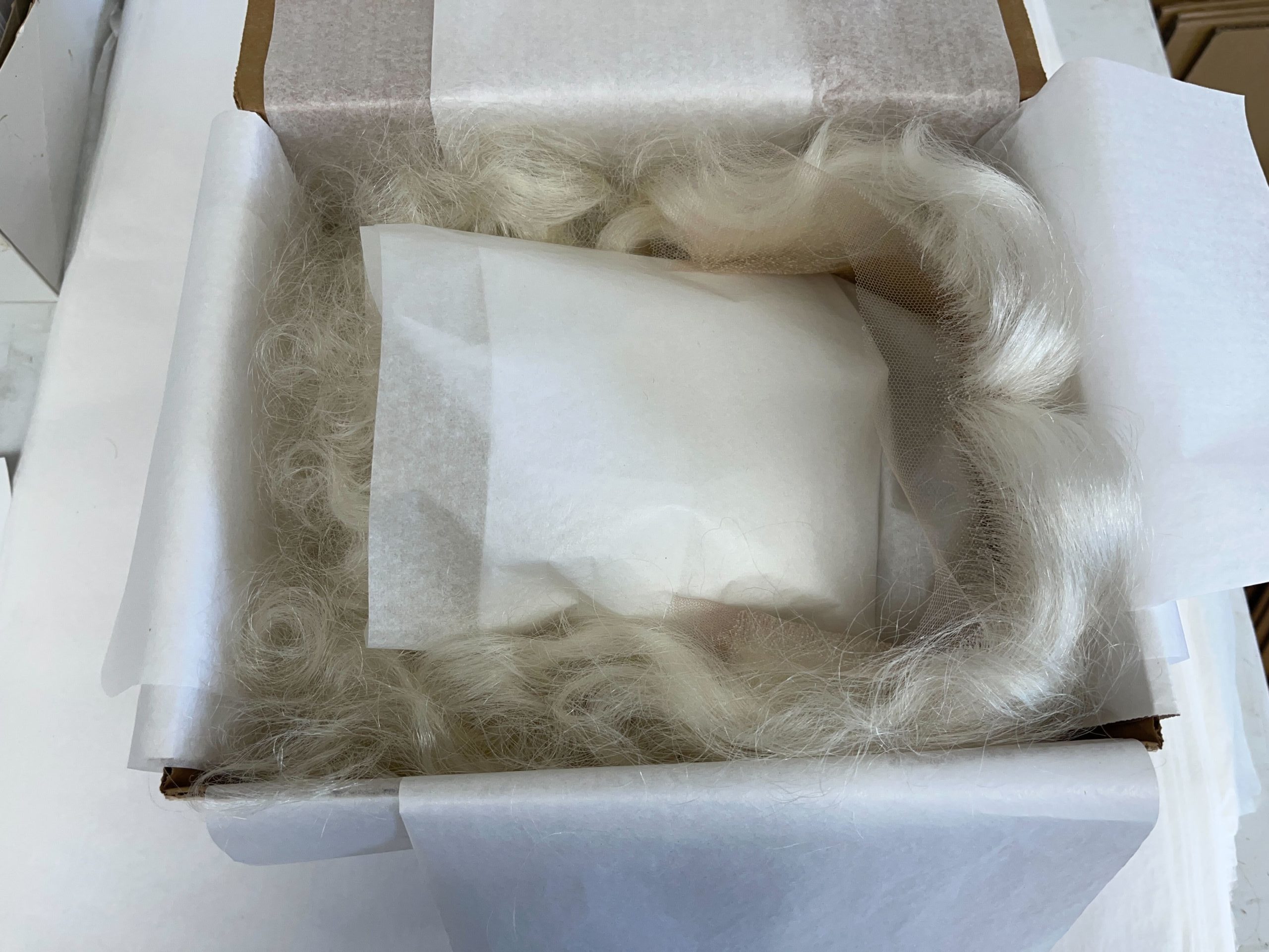 wig and beard packed for travel or shipment