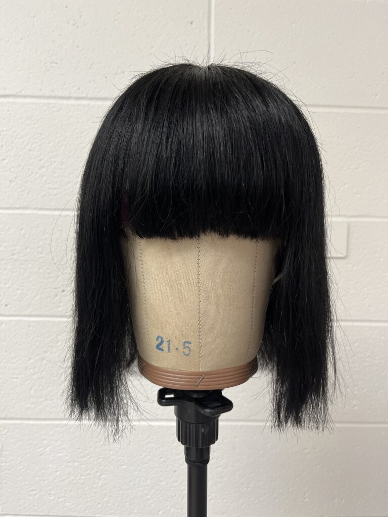 custom bob wig for daily wear, human hair, black, with bangs